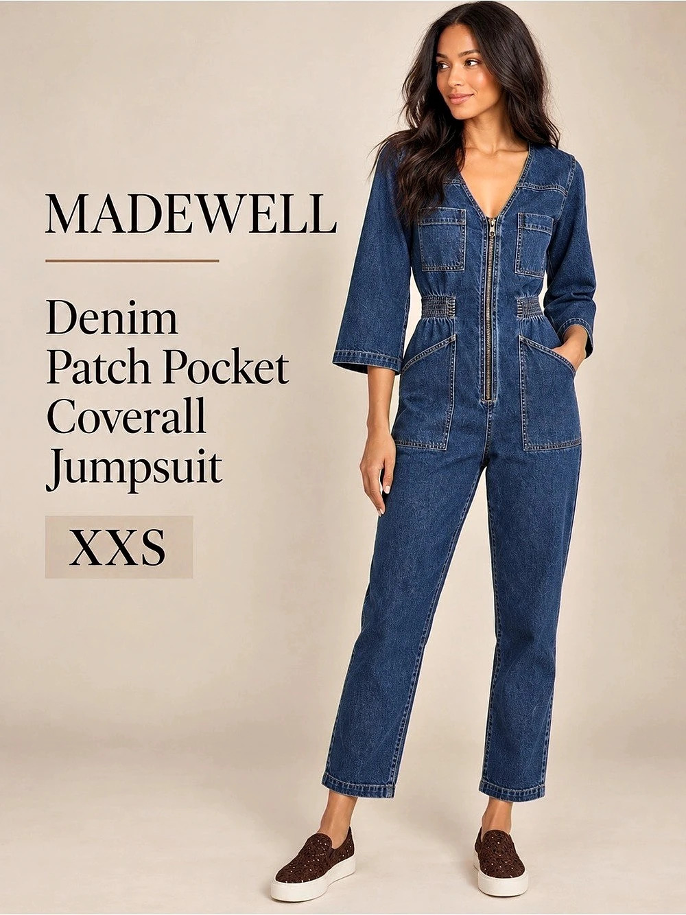 Madewell Denim Patch Pocket Coverall Jumpsuit Blue XXS